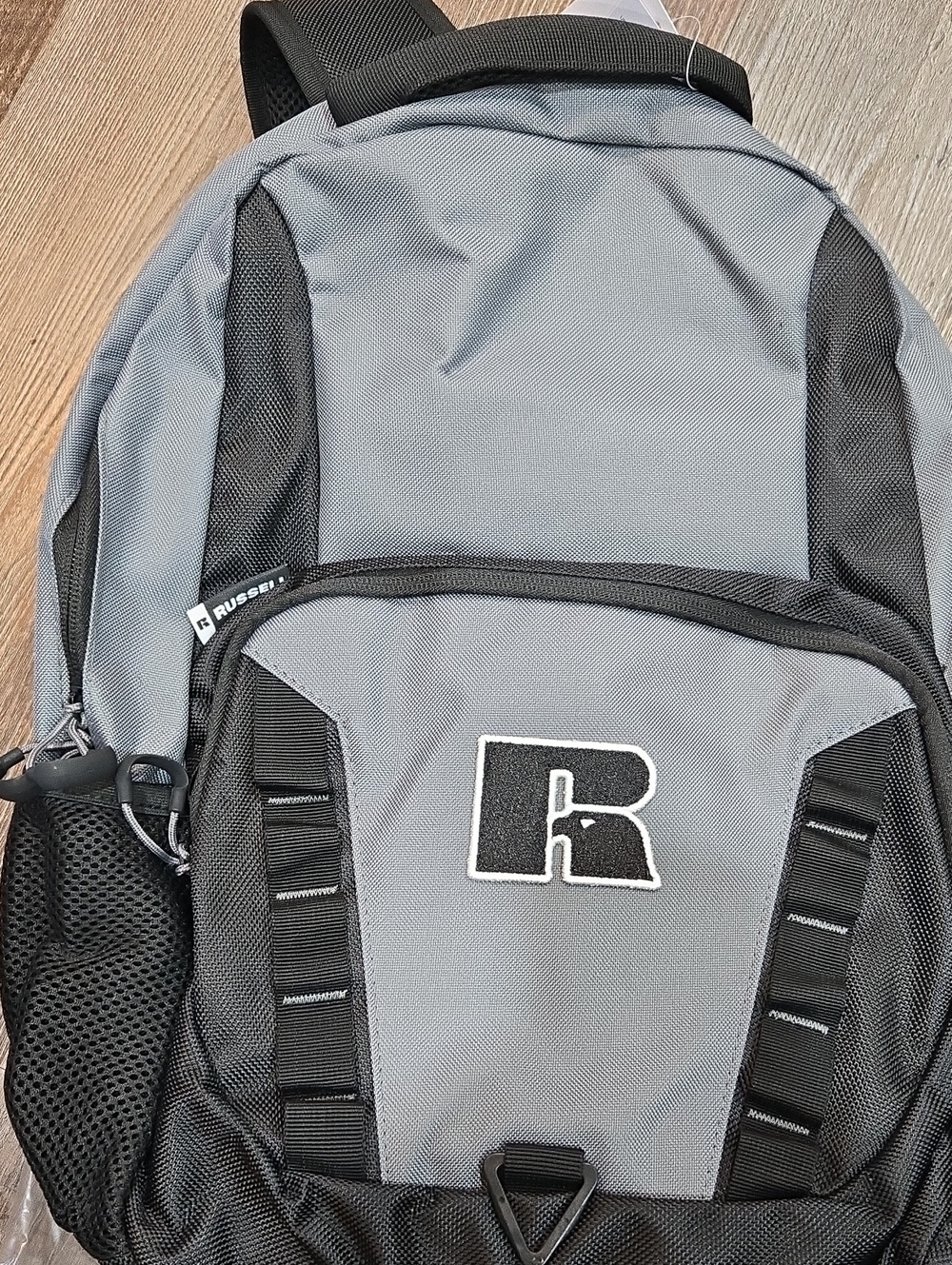 Russell Athletic Gray and Black Men's Backpack with Front Logo